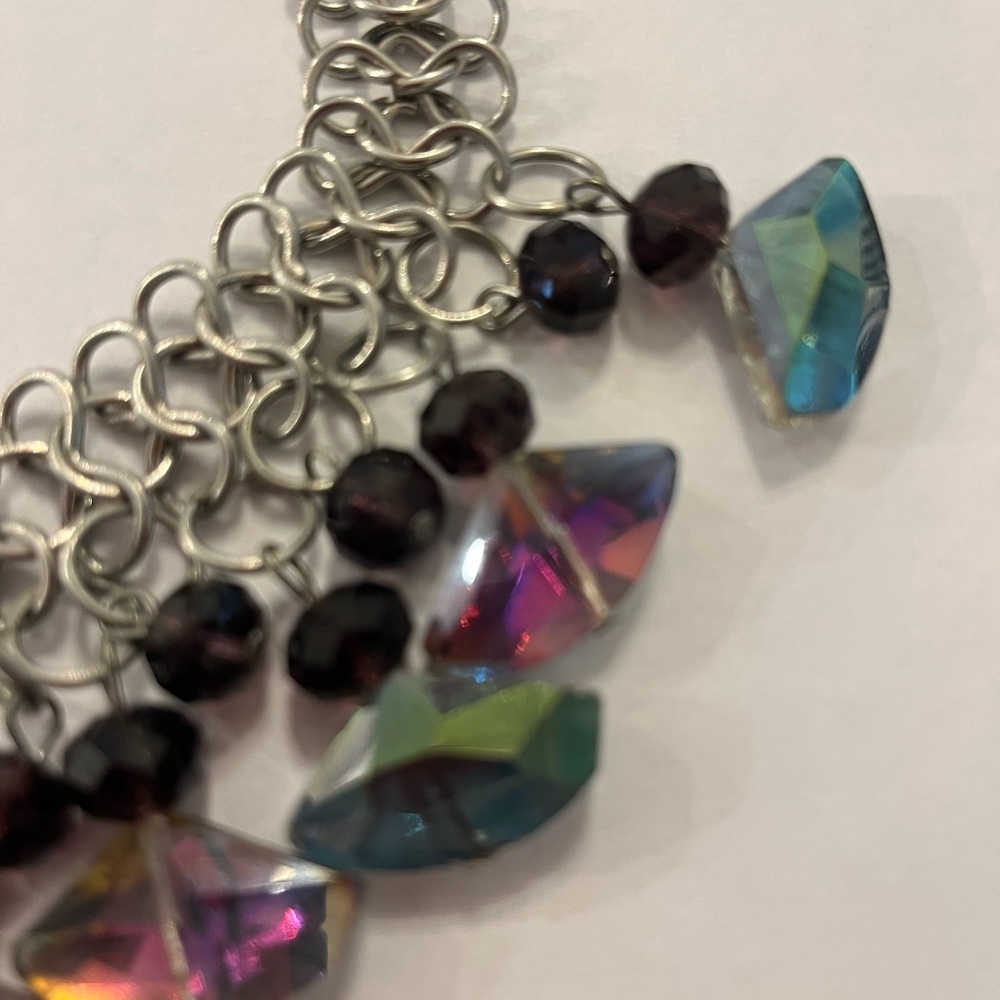 Czech Glass Silver Tone Dramatic Statement Neckla… - image 3